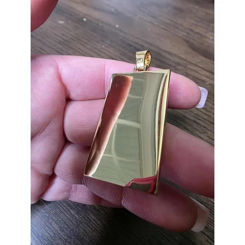 Picture Locket Pendant Necklace Engraved‎ Square Cooper